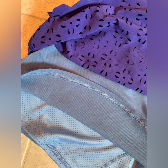 Title Nine skort Small purple lined laser cut geometric overlay scallop edge - Picture 4 of 10